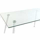 Dining Table DKD Home Decor Crystal Metal White (135 x 75 x 75 cm)-3