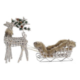 Christmas bauble DKD Home Decor Reindeer White Brown wicker 58 x 30 x 30 cm (3 Pieces)-0