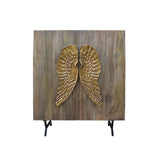 DKD Home Decor Sideboard Brown Golden Mango Wood 2 Doors 4 Shelves 100x45x120 cm