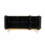Sideboard DKD Home Decor 177 x 45 x 75 cm Natural Black Oak Mango wood-0