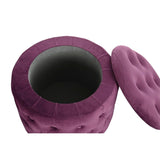 Footrest DKD Home Decor Purple Polyester Burgundy MDF Wood (70 x 70 x 42 cm)-1