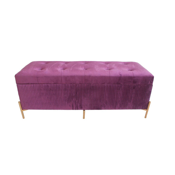 Foot-of-bed Bench DKD Home Decor Golden Purple MDF Wood 115 x 43 x 46 cm-0