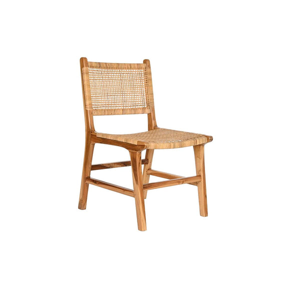 Chair DKD Home Decor 51 x 48 x 86 cm 51 x 54 x 86 cm Natural Teak Light brown Rattan-0