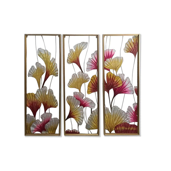 Canvas DKD Home Decor 3 Pieces Tropical Leaf of a plant (122 x 3 x 122 cm)-0