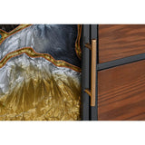 TV furniture DKD Home Decor Yellow Green Golden Dark brown Metal Crystal 140 x 35 x 55 cm-1