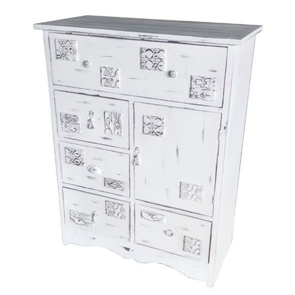 Chest of drawers DKD Home Decor 78 x 38 x 102 cm Wood White Worn-0