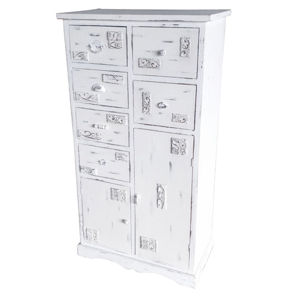 Chest of drawers DKD Home Decor Wood White Worn (69 x 38 x 130 cm)-0