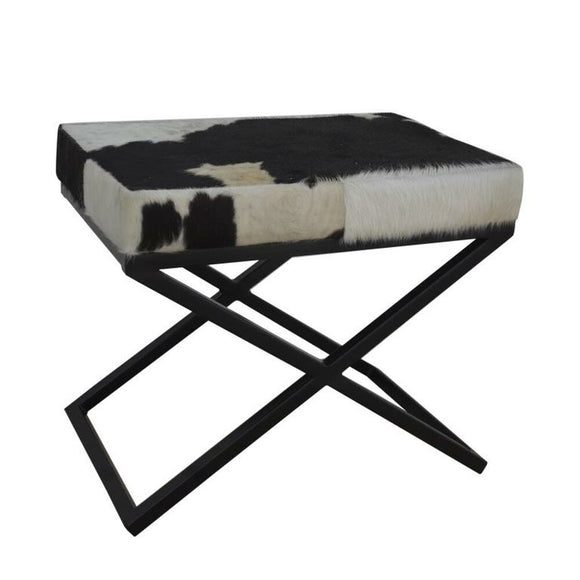 Foot-of-bed Bench DKD Home Decor White Black Cow Metal 60 x 40 x 50 cm-0