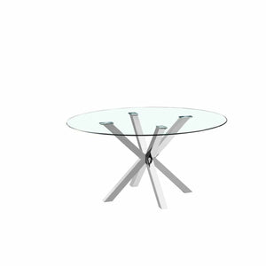 Dining Table DKD Home Decor 110 x 110 x 76 cm Crystal Silver Steel-0