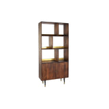Shelves DKD Home Decor Black Golden Metal Dark brown Mango wood 4 Shelves (90 x 35 x 200 cm)-0
