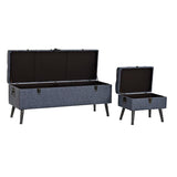 Storage chest with seat DKD Home Decor Blue Metal Polyester MDF (121 x 42 x 53 cm)-6