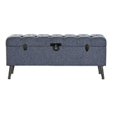 Storage chest with seat DKD Home Decor Blue Metal Polyester MDF (121 x 42 x 53 cm)-3