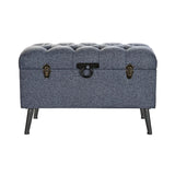 Storage chest with seat DKD Home Decor Blue Metal Polyester MDF (81 x 42 x 52 cm)-1