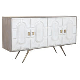 Sideboard DKD Home Decor White Grey Golden Metal Mango wood 152 x 43 x 84 cm-0