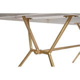 Dining Table DKD Home Decor Grey Golden White Brass Mango wood (180 x 90 x 76 cm)-1