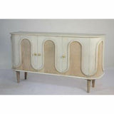 DKD Home Decor Dining Table Rectangular Mango Wood 180 x 90 76 cm White Golden Brass