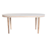 DKD Home Decor Dining Table Rectangular Mango Wood 180 x 90 76 cm White Golden Brass