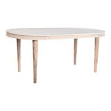 DKD Home Decor Dining Table Rectangular Mango Wood 180 x 90 76 cm White Golden Brass