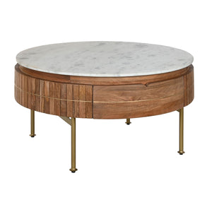 Centre Table DKD Home Decor Marble Mango wood (85 x 85 x 45 cm)-0