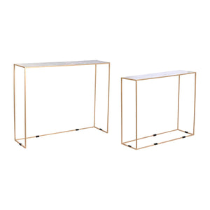 Set of 2 tables DKD Home Decor White Black Golden 100 x 28 x 80 cm-0