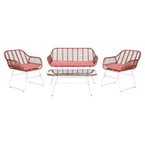 Table Set with 3 Armchairs DKD Home Decor 124 x 74 x 84 cm Metal synthetic rattan-0