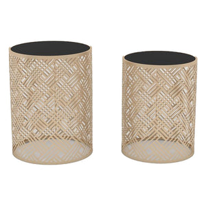 Set of 2 tables DKD Home Decor Small Side Table Black Golden 42 x 42 x 55 cm-0