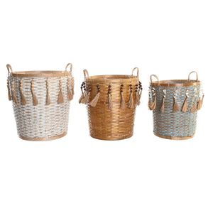 Basket set DKD Home Decor Multicolour Bamboo Boho 49 x 45 x 54 cm-0