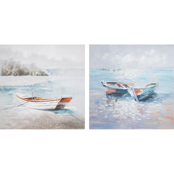 Painting DKD Home Decor 100 x 3,5 x 100 cm Barco 100 x 2 x 100 cm Mediterranean (2 Units)-0