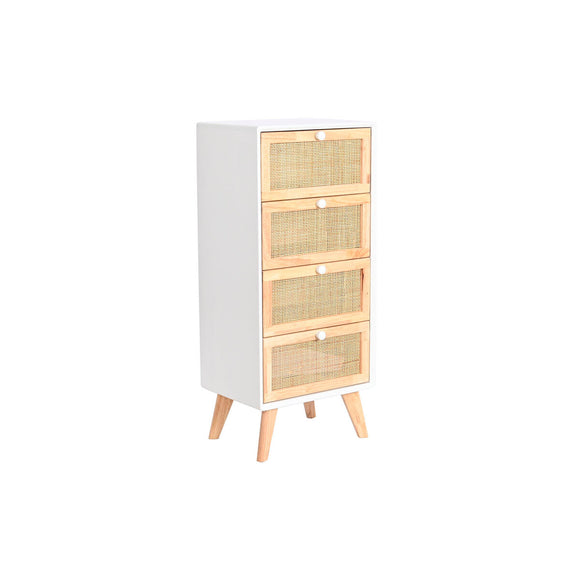 Chest of drawers DKD Home Decor White Rattan Paolownia wood 40 x 30 x 90 cm-0