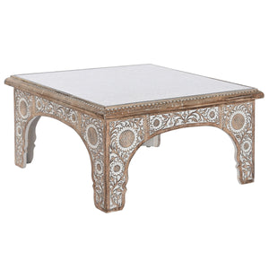 Centre Table DKD Home Decor 81 x 81 x 45 cm Crystal Aluminium Mango wood-0