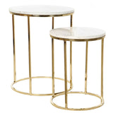 Set of 2 tables DKD Home Decor White Golden Aluminium Marble 46 x 46 x 58 cm-0