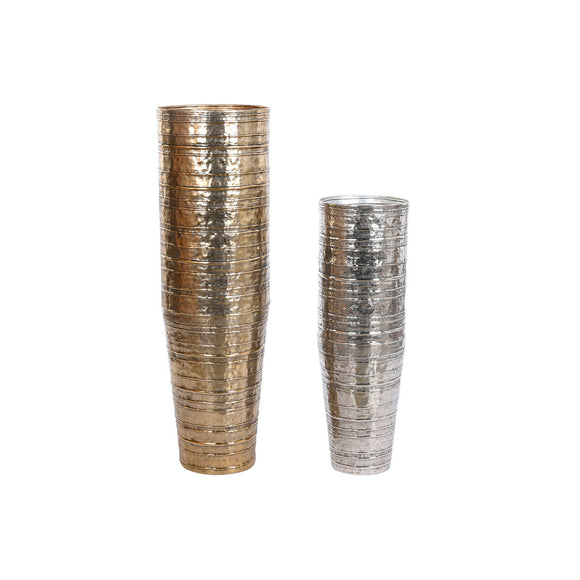 Vase DKD Home Decor Golden Silver Aluminium Modern 31 x 31 x 106 cm-0