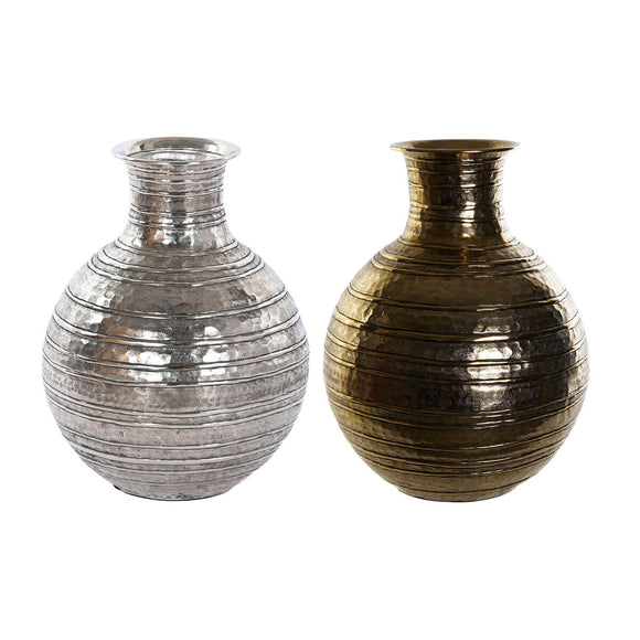 Vase DKD Home Decor Golden Silver Aluminium Modern Aged finish 38 x 38 x 50 cm (2 Units)-0