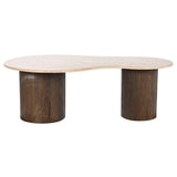 Centre Table DKD Home Decor Beige Dark brown Stone Mango wood 120 x 70 x 42 cm-1
