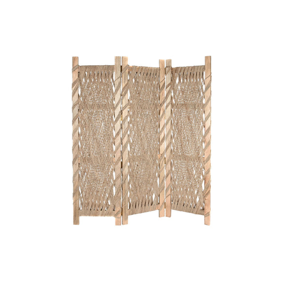 Folding screen DKD Home Decor 151 x 2,5 x 183 cm Mango wood Jute-0