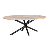 Dining Table DKD Home Decor Natural Black Metal Mango wood 200 x 100 x 76 cm-0