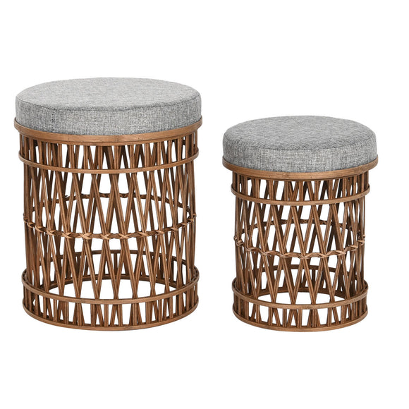 Footrest DKD Home Decor 40 x 40 x 48 cm Grey Brown Bamboo Tropical-0