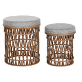 Footrest DKD Home Decor 40 x 40 x 48 cm Grey Brown Bamboo Tropical-0