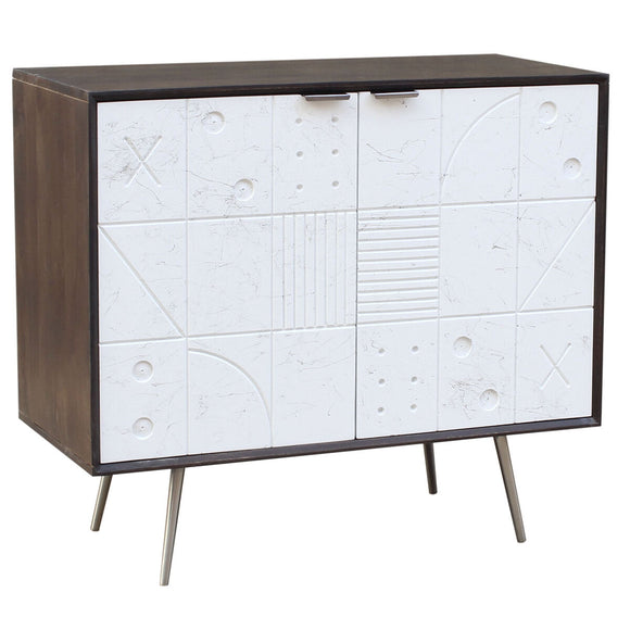 Sideboard DKD Home Decor White Brown Metal Mango wood 90 x 43 x 80 cm 90 x 43 x 82 cm-0