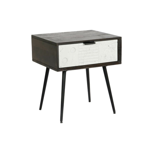 Nightstand DKD Home Decor 45 x 38 x 50 cm Black Metal White Mango wood Wengue-0