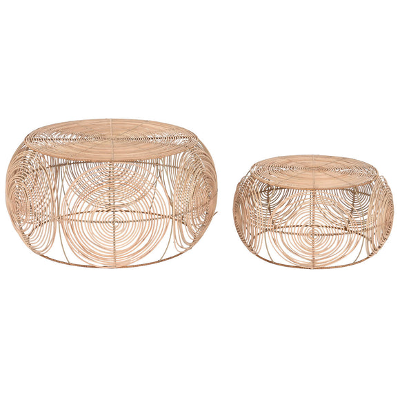 Set of 2 tables DKD Home Decor 80 x 80 x 40 cm Light brown-0