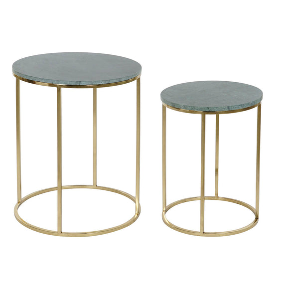 Set of 2 tables DKD Home Decor Green Golden 46 x 46 x 58 cm-0