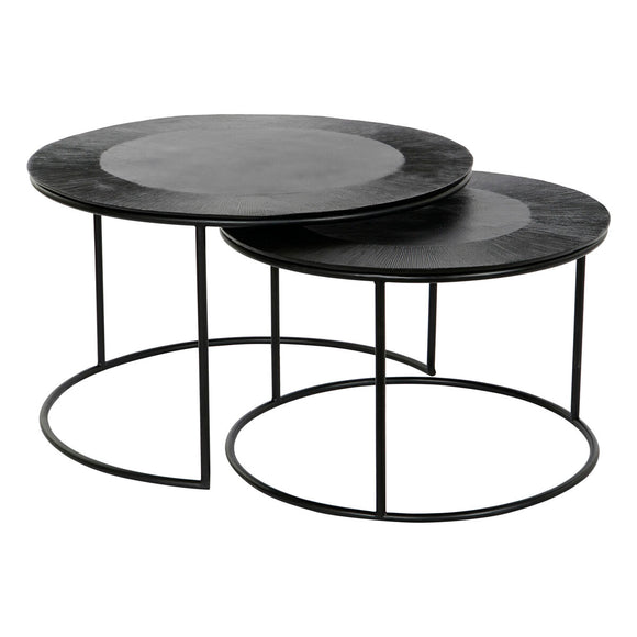Set of 2 tables DKD Home Decor Black Metal Aluminium 76 x 76 x 44 cm-0
