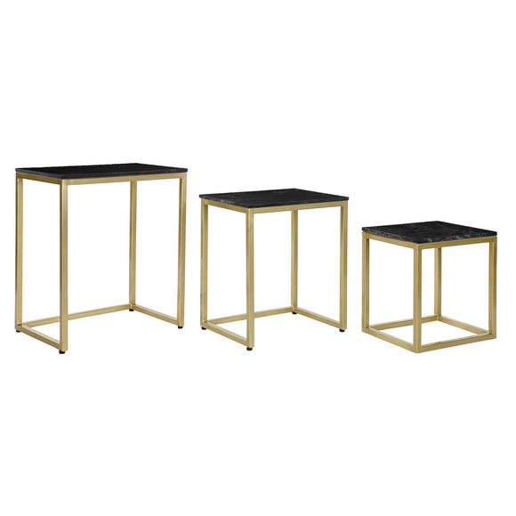 Set of 3 tables DKD Home Decor Black Golden 50 x 35 x 60 cm-0
