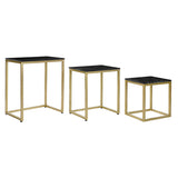 Set of 3 tables DKD Home Decor Black Golden 50 x 35 x 60 cm-0
