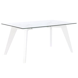 Dining Table DKD Home Decor White Transparent Crystal MDF Wood 160 x 90 x 75 cm-0