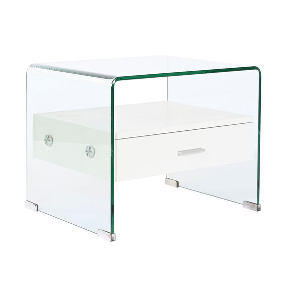 Nightstand DKD Home Decor White Transparent Crystal MDF Wood 50 x 40 x 45,5 cm-0