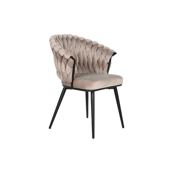 Chair DKD Home Decor Black Beige 60 x 66 x 84 cm 66 x 60 x 84 cm-0