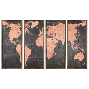 Set of 4 pictures DKD Home Decor World Map Vintage 200 x 3,5 x 120 cm-0