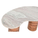 Side table Home ESPRIT White Brown Grey Marble Mango wood 86 x 48 x 39 cm-3